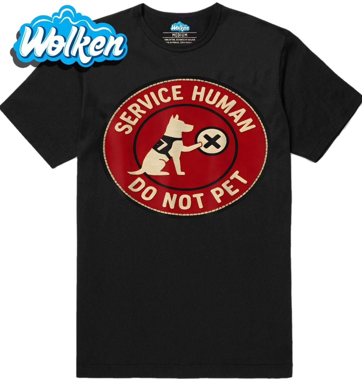 Pánské tričko Služební Člověk, Nesahejte Service Human Do Not Pet.jpg