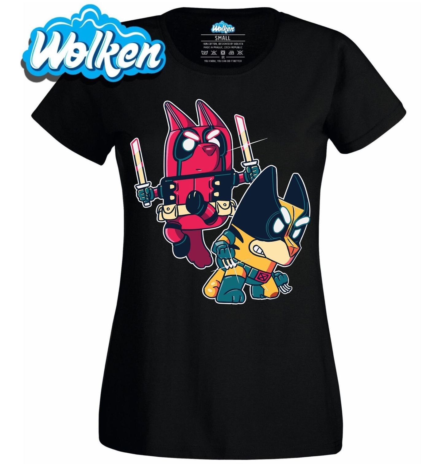 Dámské tričko Ninja Duo v Akci Deadpool a Wolverine.jpg