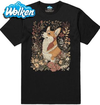 Pánské tričko Pes Corgi mezi Květinami.jpg