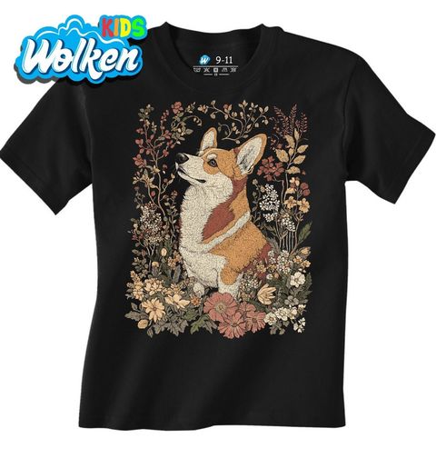 Obrázek produktu Dětské tričko Pes Corgi mezi Květinami