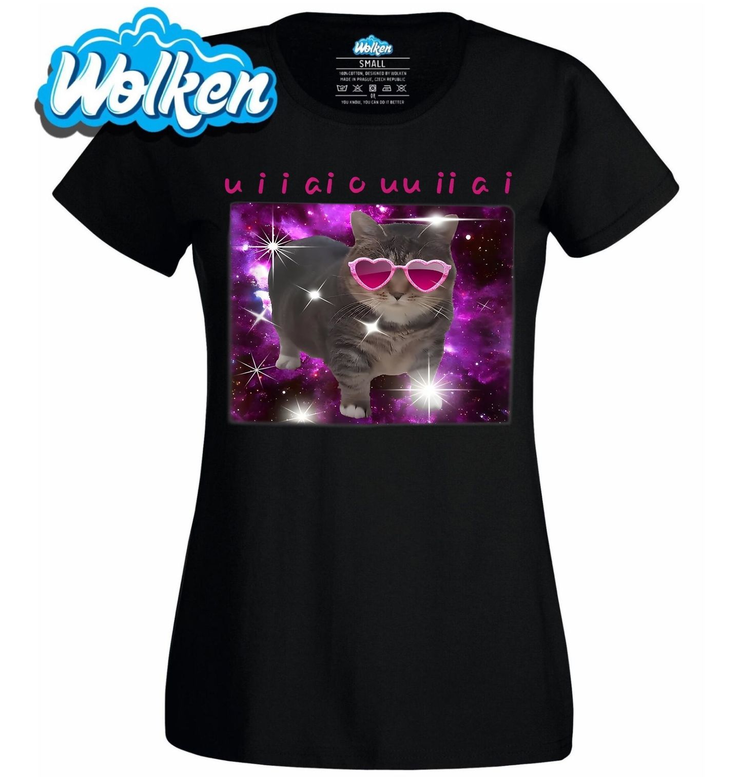 Dámské tričko Galaktická Kočka Meme Spinning Cat OIIAA OIIAA.jpg