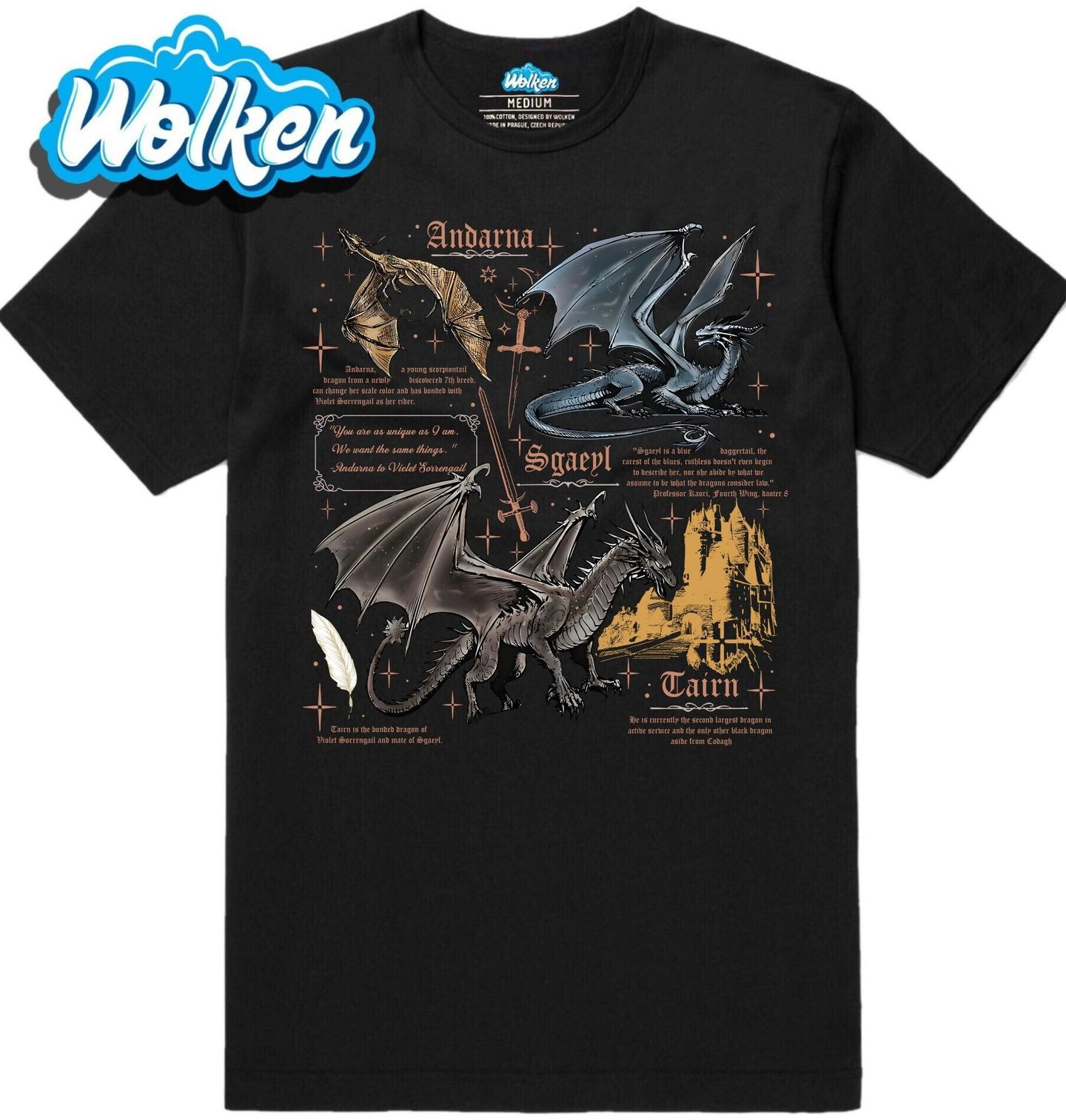 Pánské tričko Draci Tairn, Sgaeyl a Andarna Fourth Wing Dragons.jpg