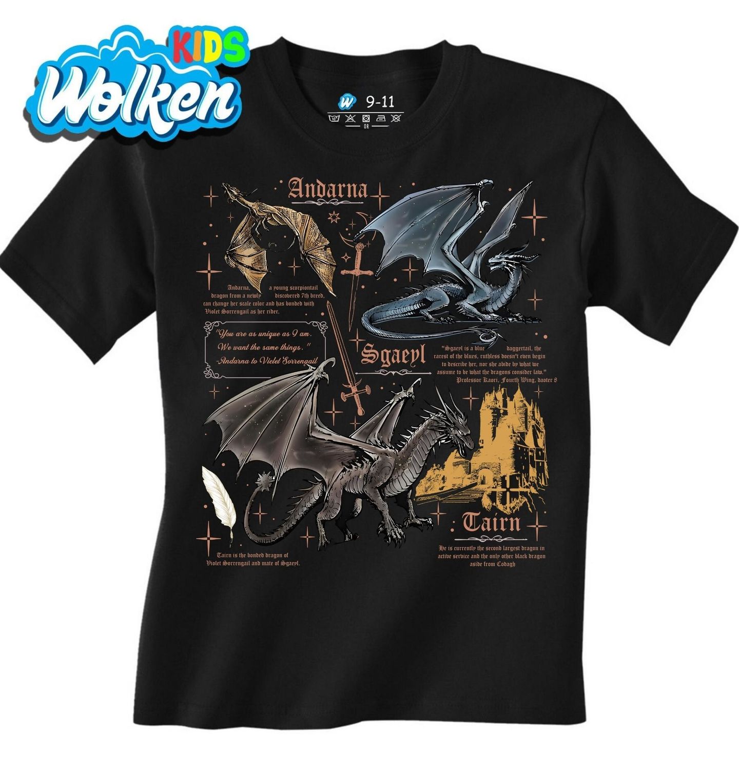 Dětské tričko Draci Tairn, Sgaeyl a Andarna Fourth Wing Dragons.jpg
