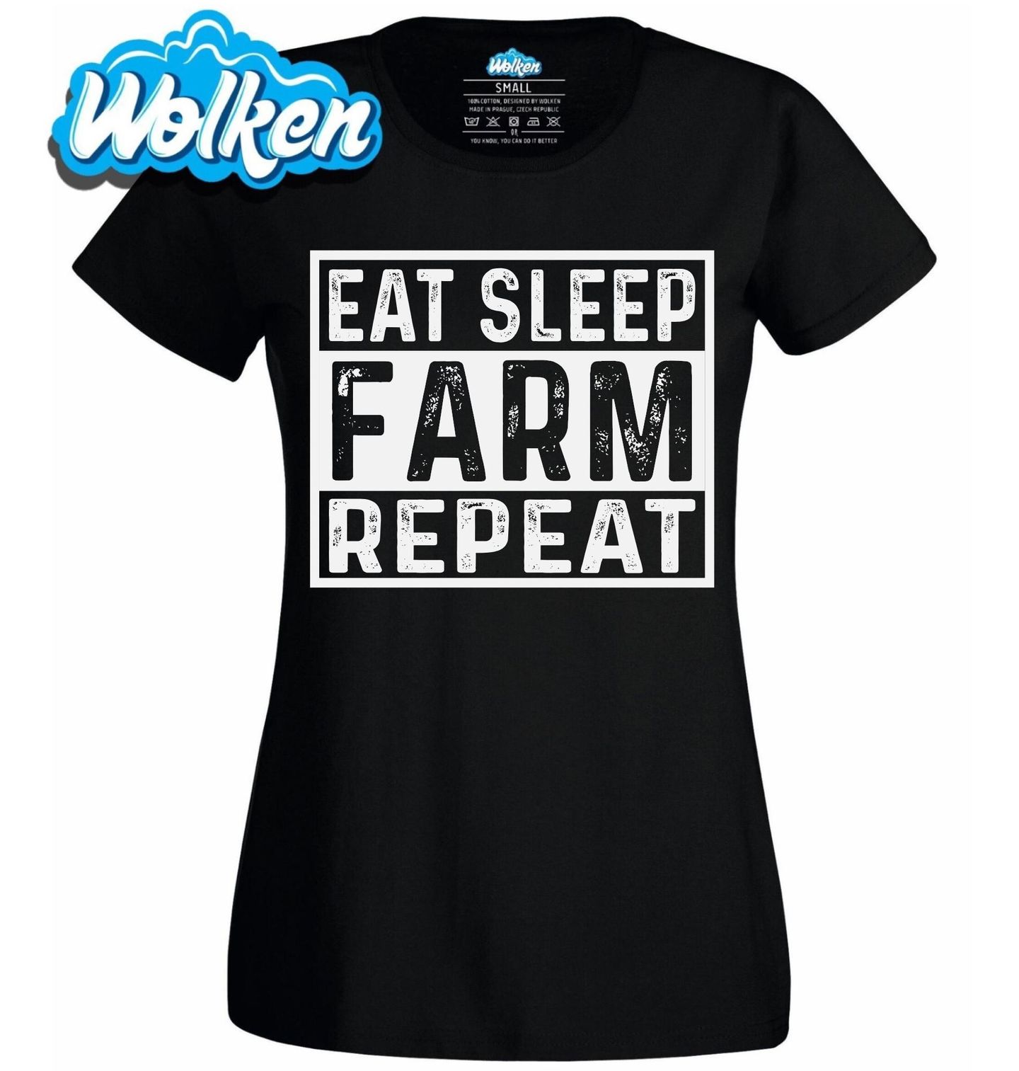 Dámské tričko Jez Spi Farmař a Opakuj Eat Sleep Farm Repeat.jpg