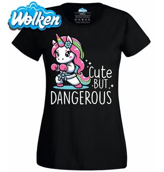 Dámské tričko Boxující Jednorožec Cute but Dangerous.jpg