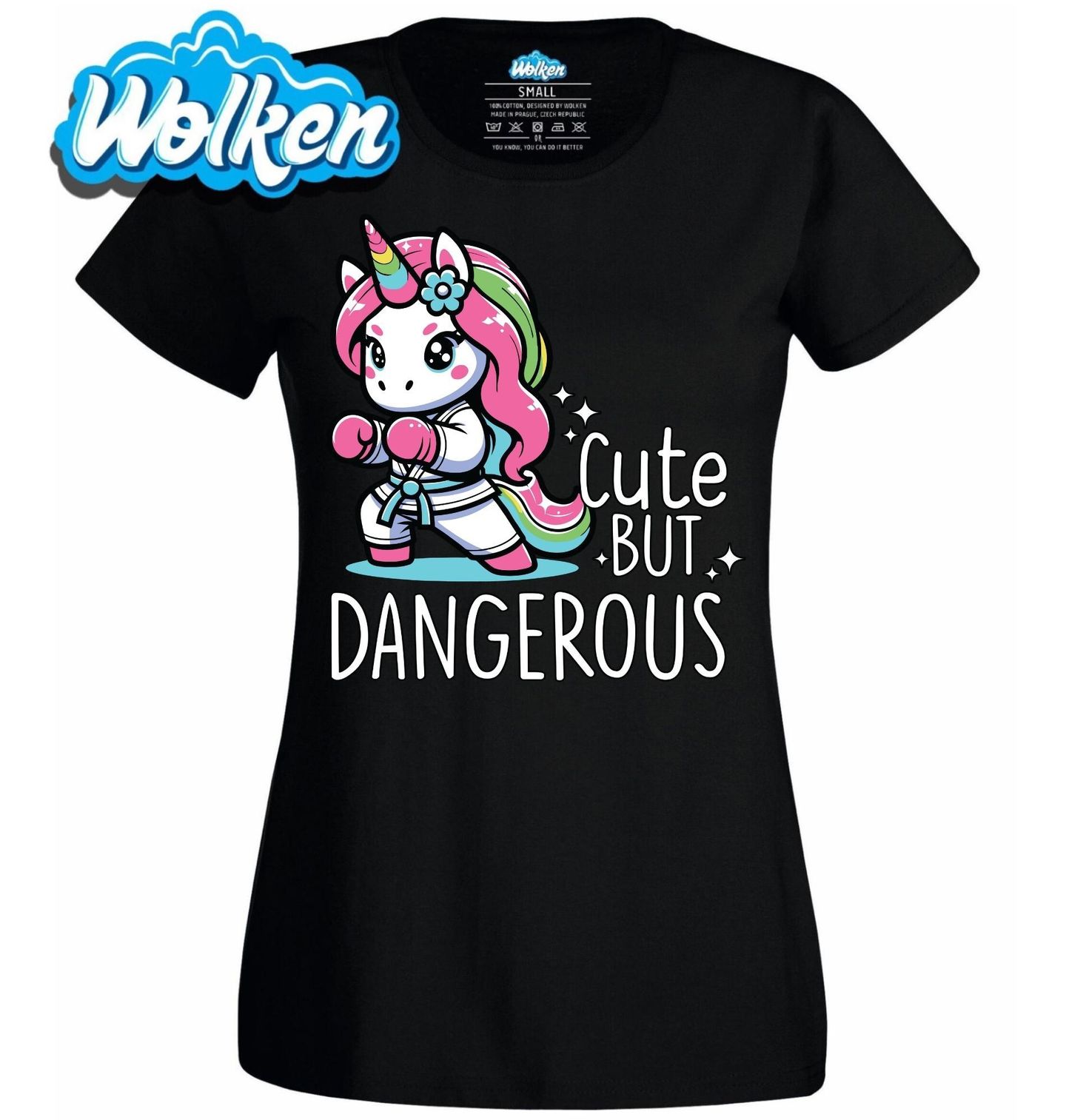 Dámské tričko Boxující Jednorožec Cute but Dangerous.jpg