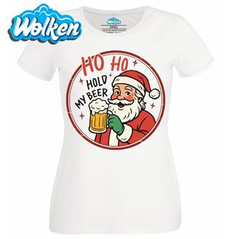Dámské tričko Vánoční Santovo Pivo Ho Ho Hold My Beer.jpg