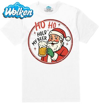 Pánské tričko  Vánoční Santovo Pivo Ho Ho Hold My Beer.jpg