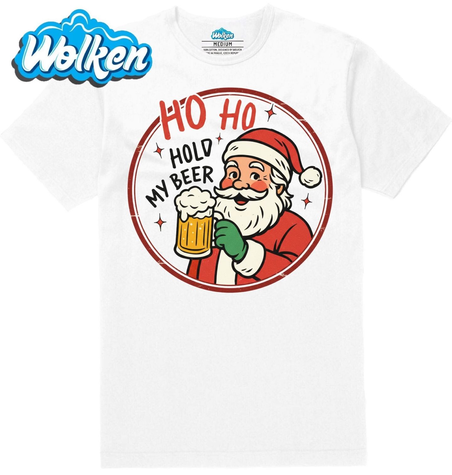 Pánské tričko  Vánoční Santovo Pivo Ho Ho Hold My Beer.jpg