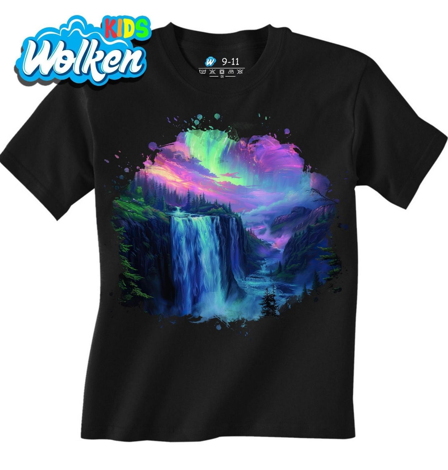 Dětské tričko Magický Vodopád a Polární Záře.jpg