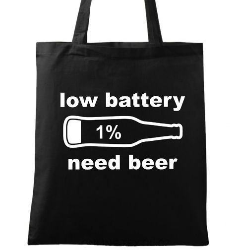 Obrázek produktu Bavlněná taška Nízká baterie potřebuji doplnit pivo