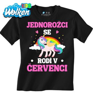 Dětské tričko Jednorožci se Rodí v Červenci.jpg
