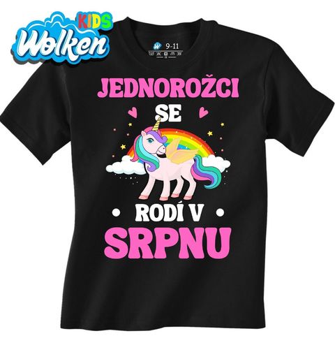 Obrázek produktu Dětské tričko Jednorožci se Rodí v Srpnu