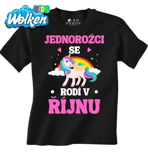 Obrázek produktu Dětské tričko Jednorožci se Rodí v Říjnu