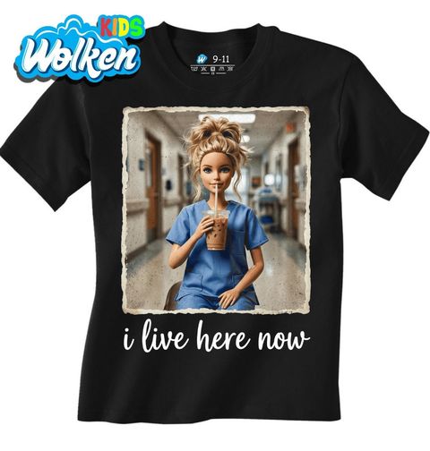 Obrázek produktu Dětské tričko Barbie Zdravotní Sestra I Live here Now