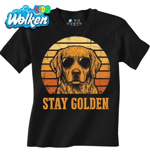 Obrázek produktu Dětské tričko Zlatý Retrívr se Slunečními Brýlemi Stay Golden