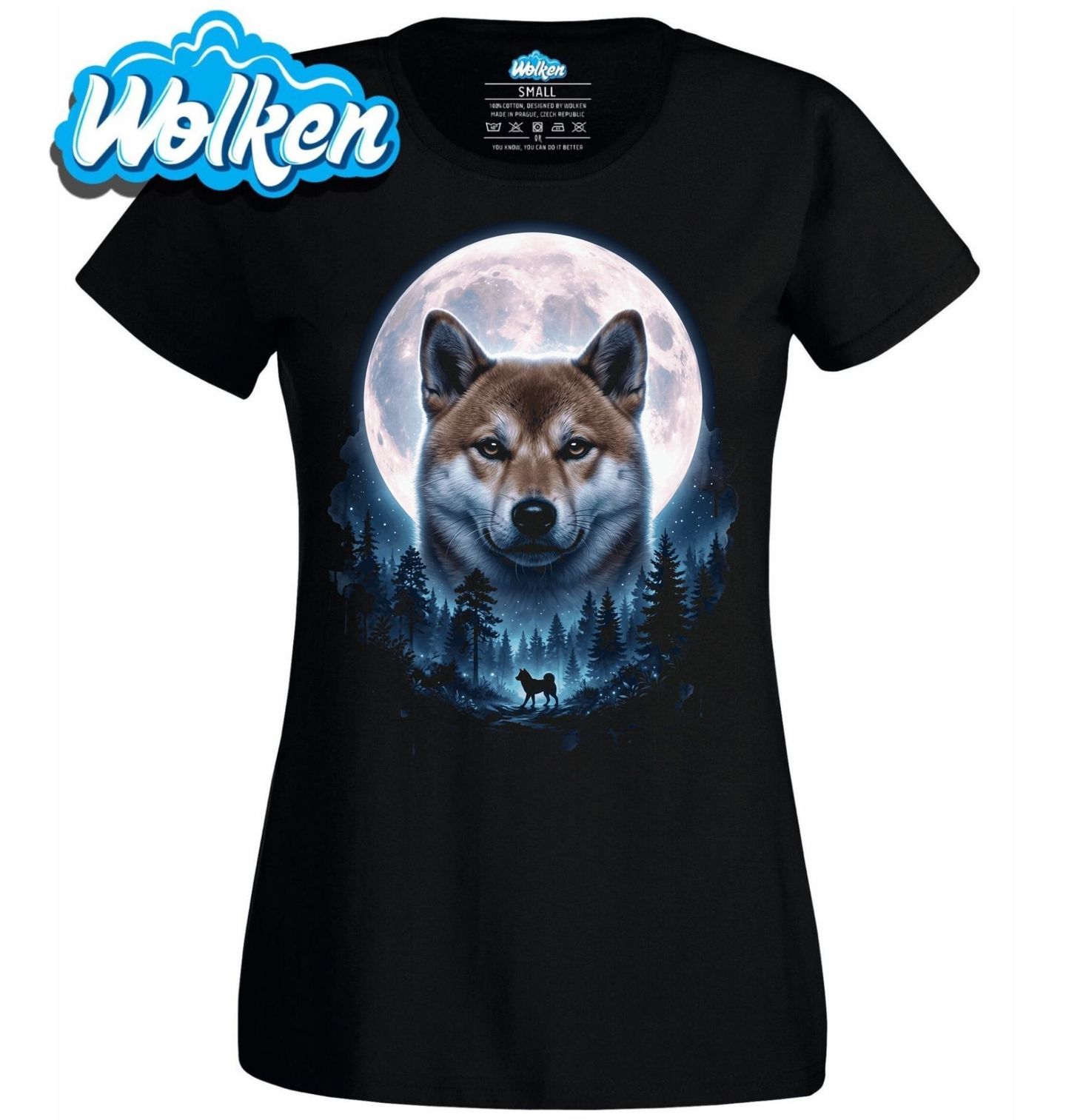 Dámské tričko Shiba Inu pod Měsíčním Světlem.jpg
