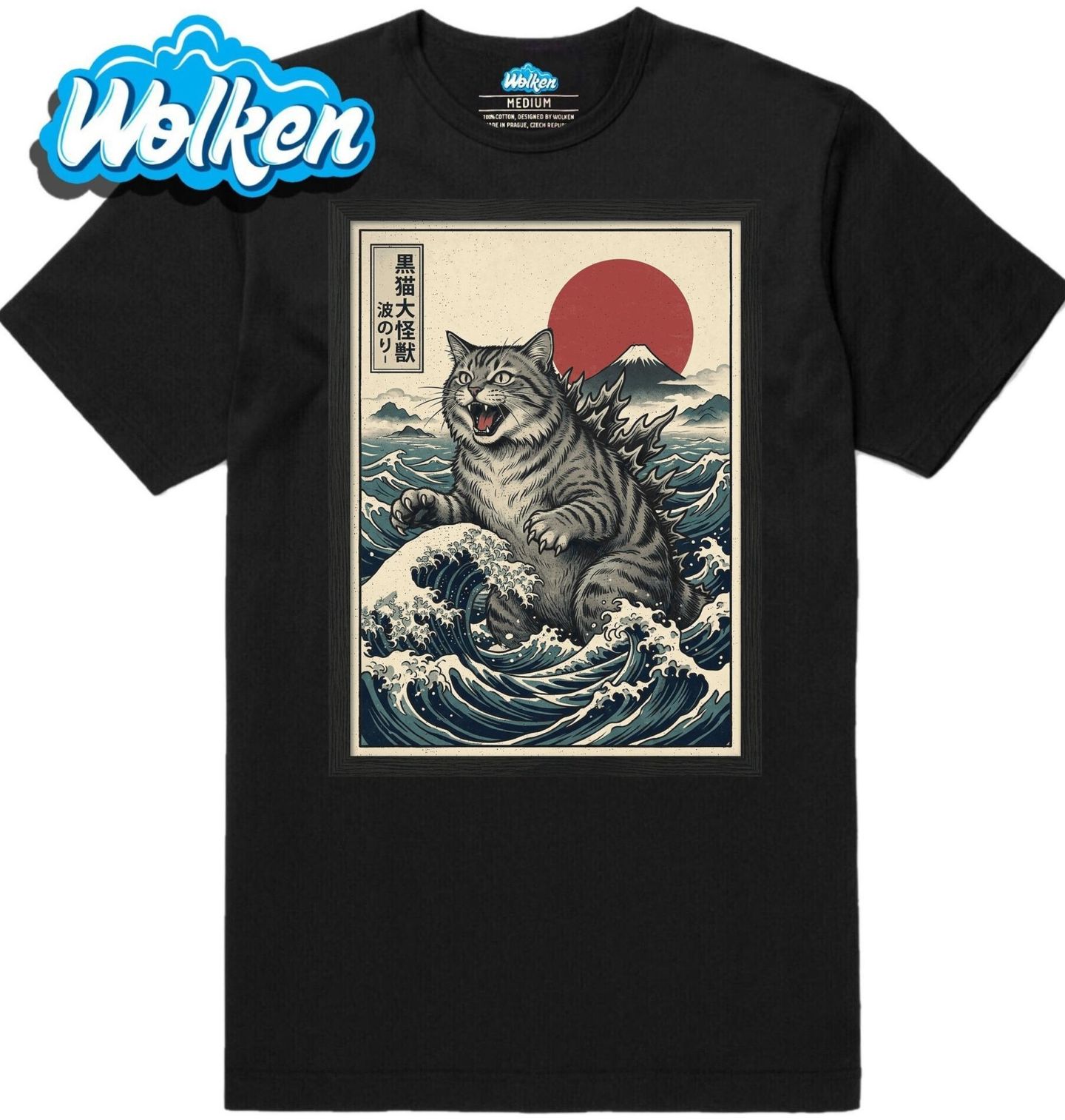 Pánské tričko Catzilla Kočičí Godzilla u Kanagawy.jpg