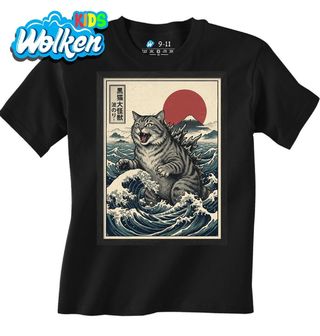 Dětské tričko Catzilla Kočičí Godzilla u Kanagawy.jpg