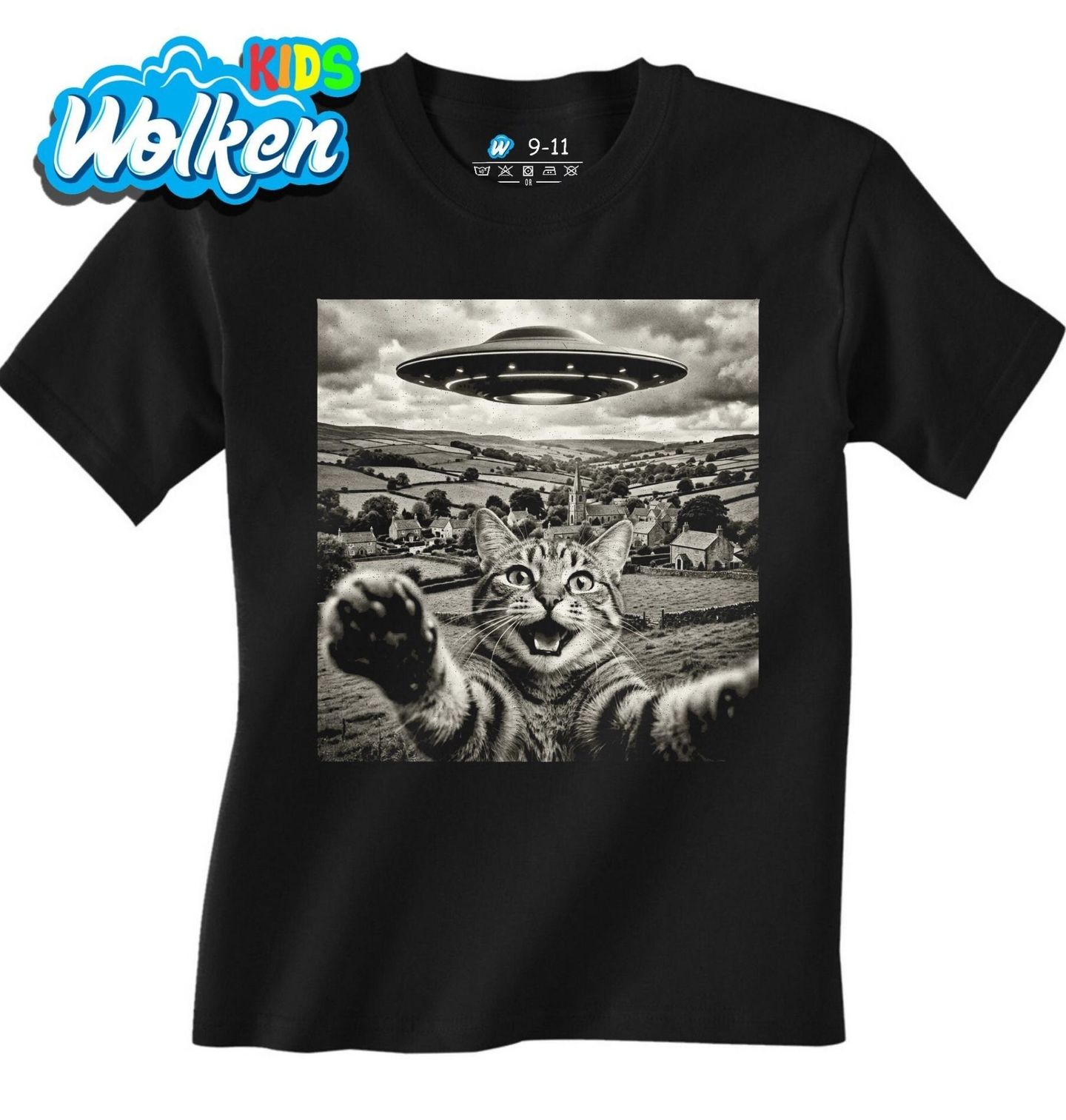Dětské tričko Kočka Fotí Selfie s UFO.jpg