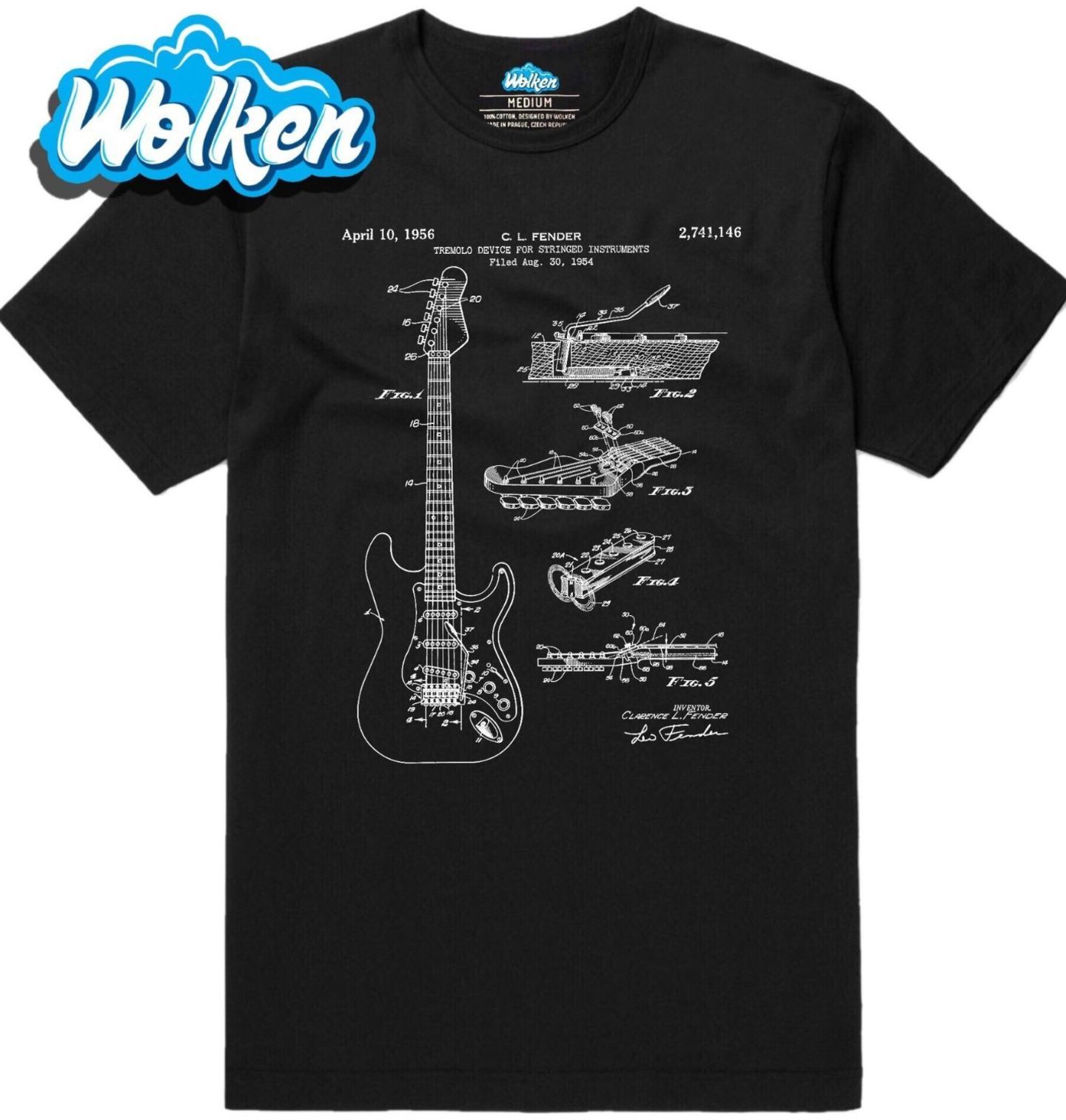 Pánské tričko Kytara Patent C. L. Fender (Skladem S-5XL).jpg
