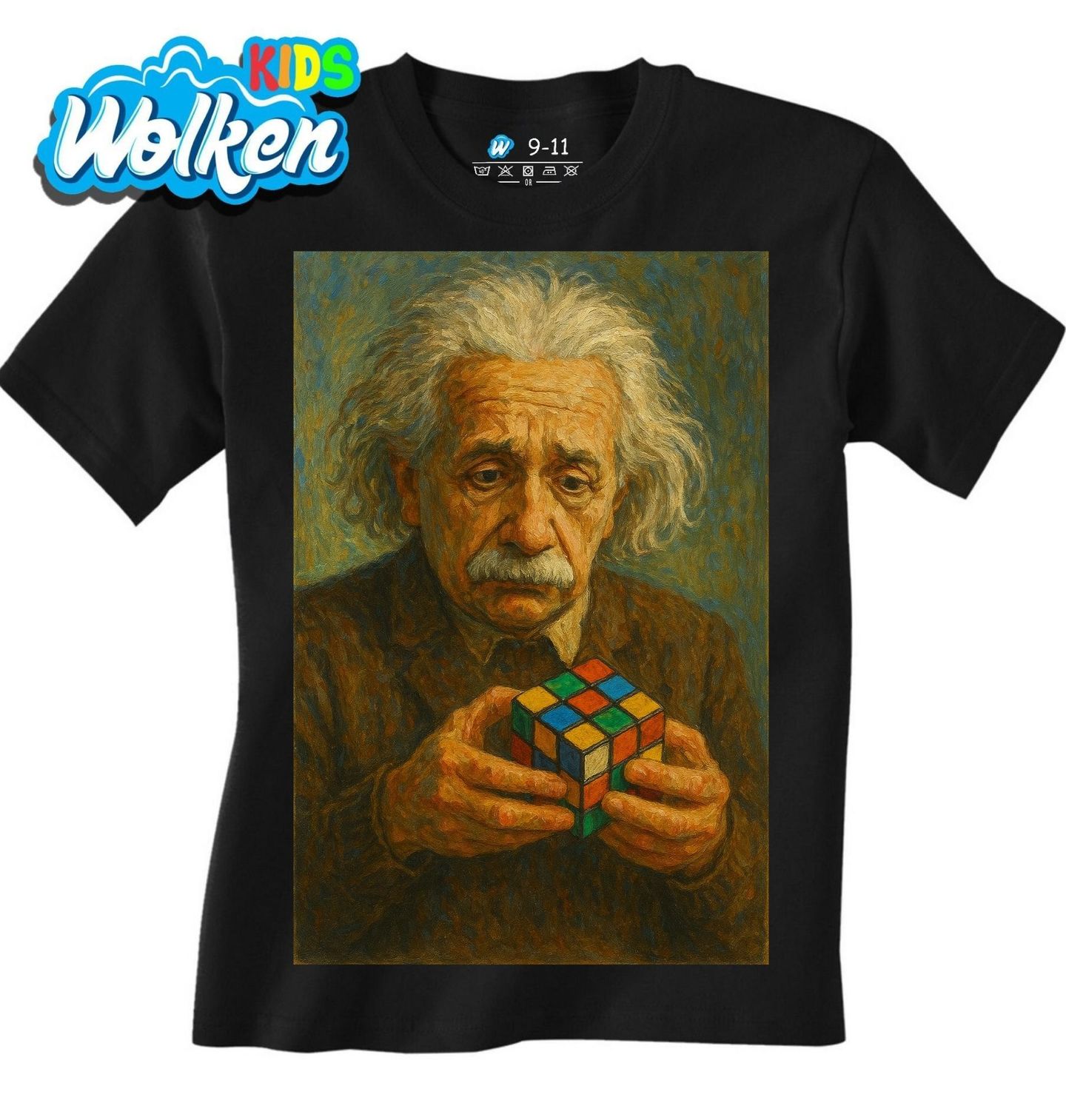 Dětské tričko Albert Einstein a Rubikova kostka.jpg