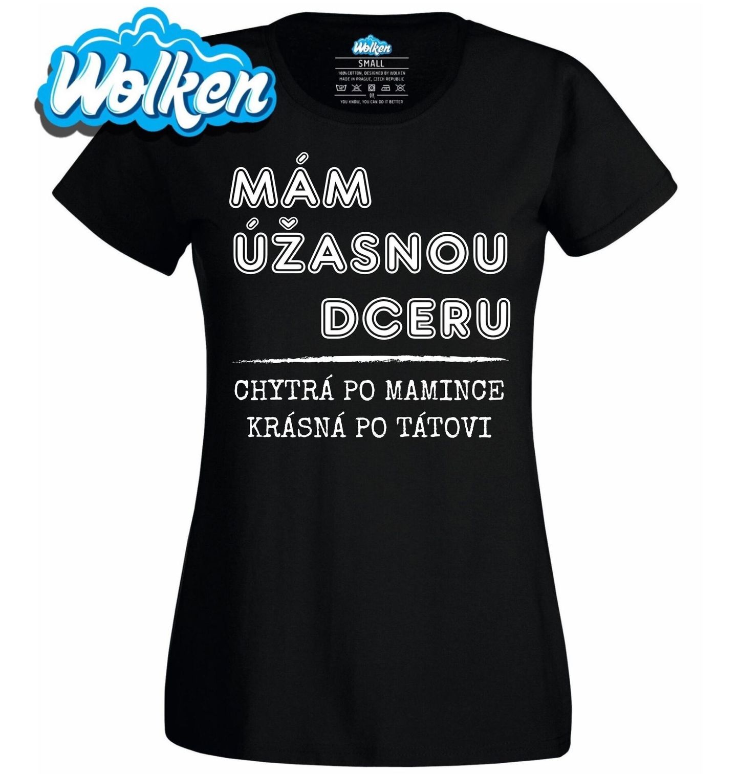 [cz] [produkt] [dámské tričko] [černá] [hlavní] Mám Úžasnou Dceru, Chytrá po Mamince, Krásná po Tátovi.jpg