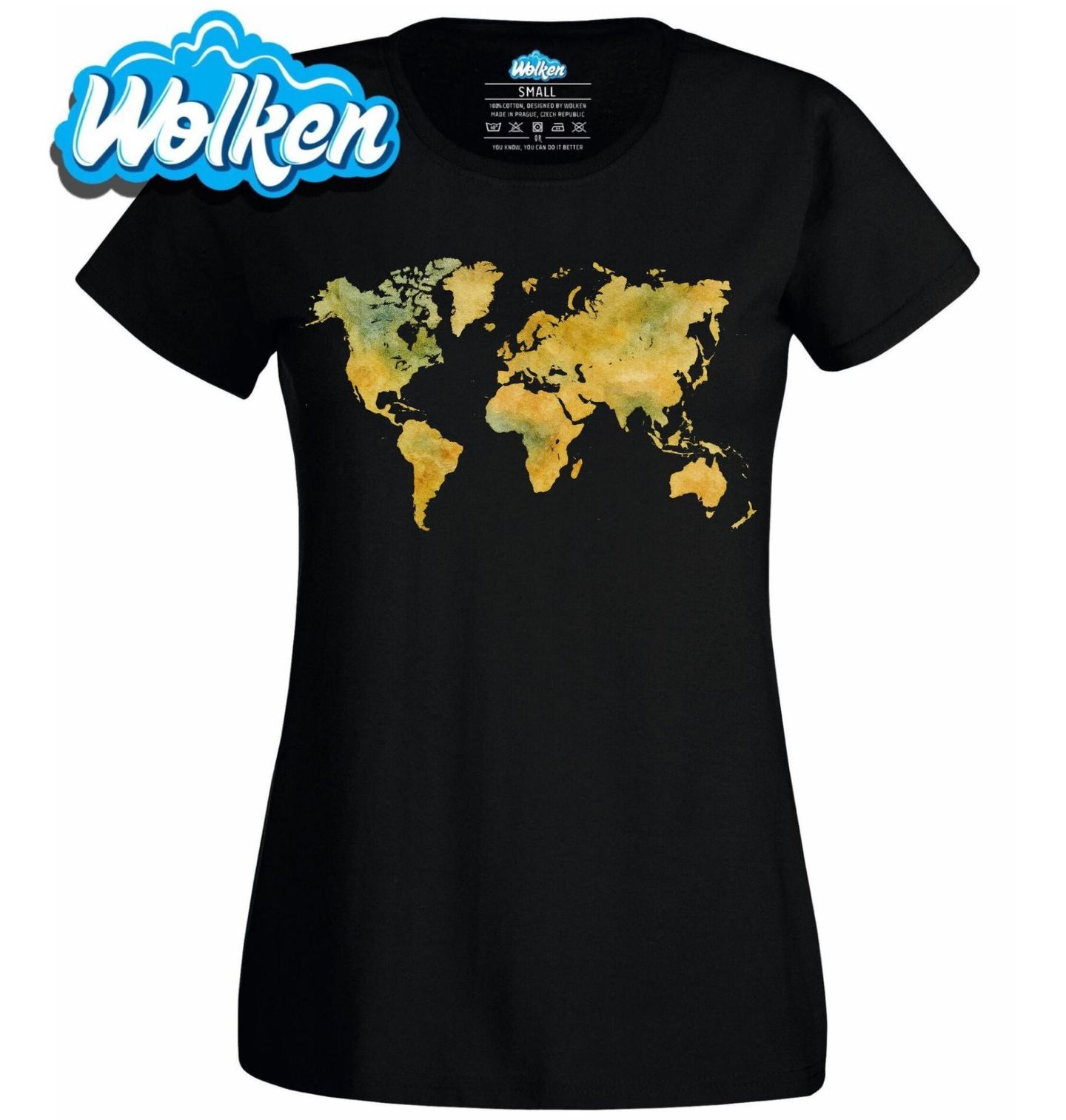 [cz] [produkt] [dámské tričko] [černá] [hlavní] Mapa Světa v Akvarelu.jpg