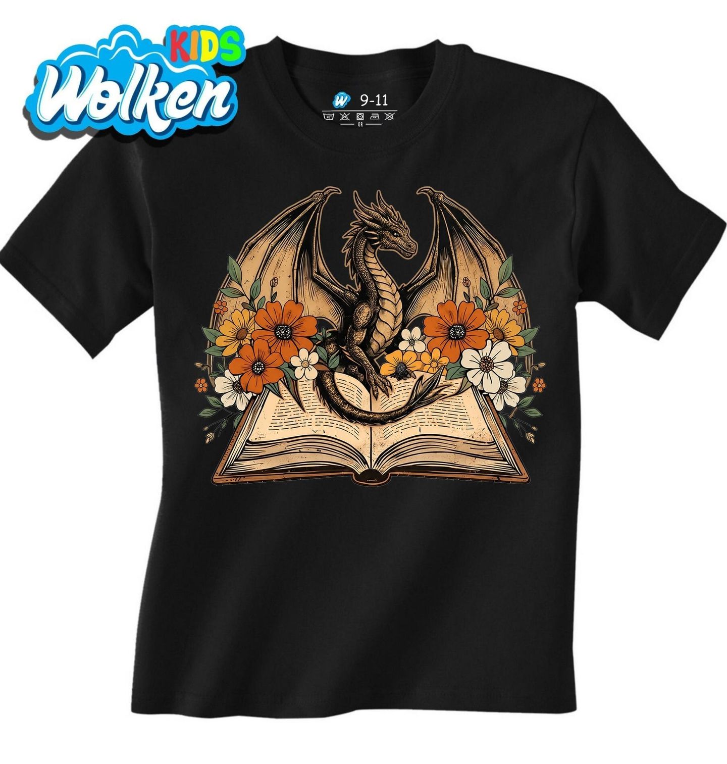 [cz] [produkt] [dětské tričko] [černá] [hlavní] Drak jako Strážce Fantasy Příběhů.jpg