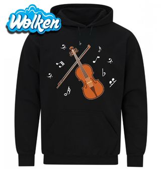 [cz] [produkt] [mikina] [černá] [hlavní] Housle se Smyčcem Obklopené Notami.jpg