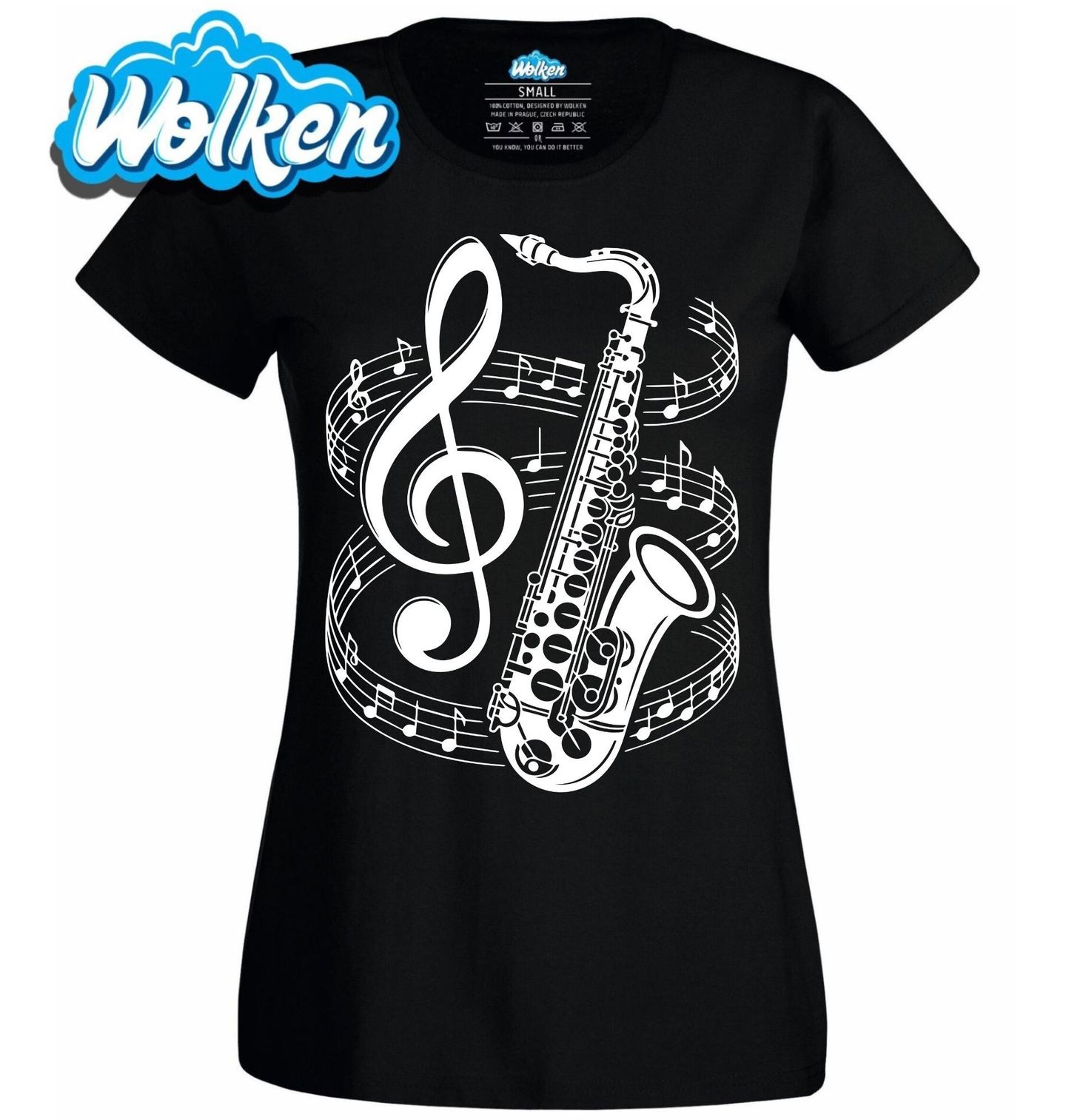 [cz] [produkt] [dámské tričko] [černá] [hlavní] V Rytmu Saxofonu.jpg