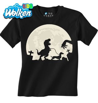 [cz] [produkt] [dětské tričko] [černá] [hlavní] Zombie T-Rex a Jezevčík.jpg