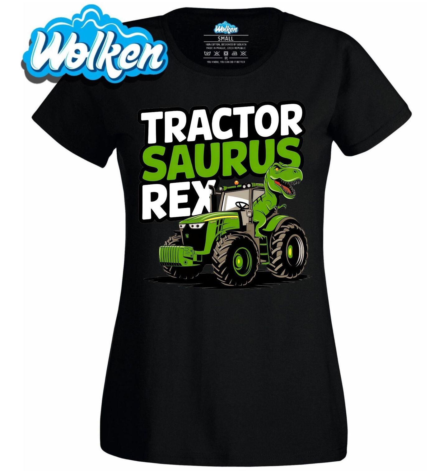[cz] [produkt] [dámské tričko] [černá] [hlavní] Tyrannosaurus Rex Na Farmě.jpg