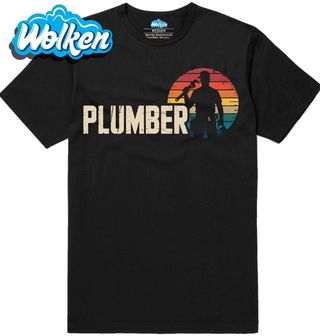 [cz] [produkt] [pánské tričko] [černá] [hlavní] Retro Instalatér Plumber.jpg