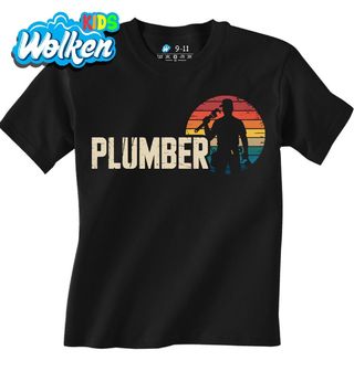 [cz] [produkt] [dětské tričko] [černá] [hlavní] Retro Instalatér Plumber.jpg