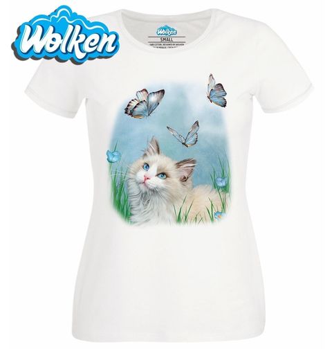 Obrázek produktu Dámské tričko  Kočka a motýli