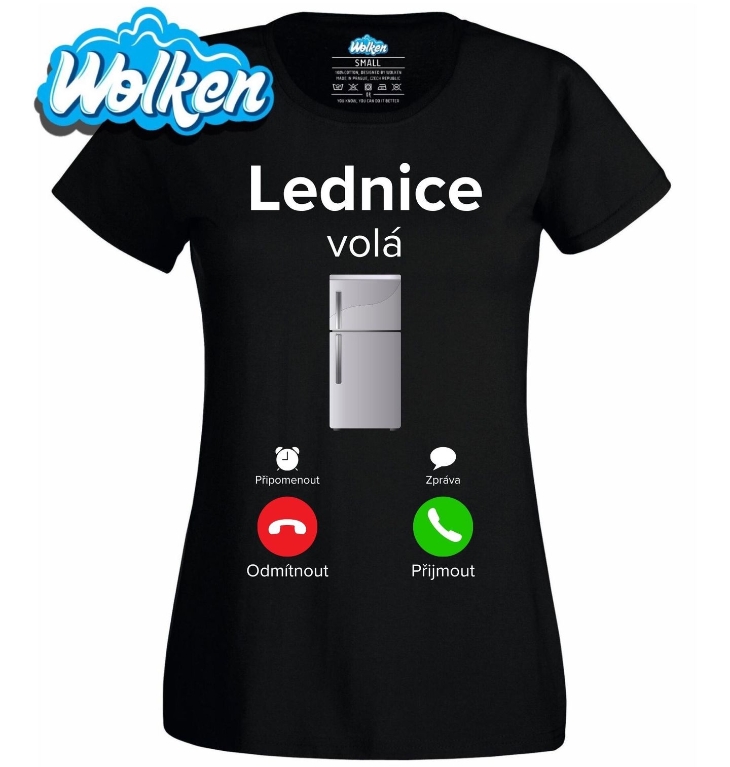 [cz] [produkt] [dámské tričko] [černá] [hlavní] Lednice volá Phone Call.jpg