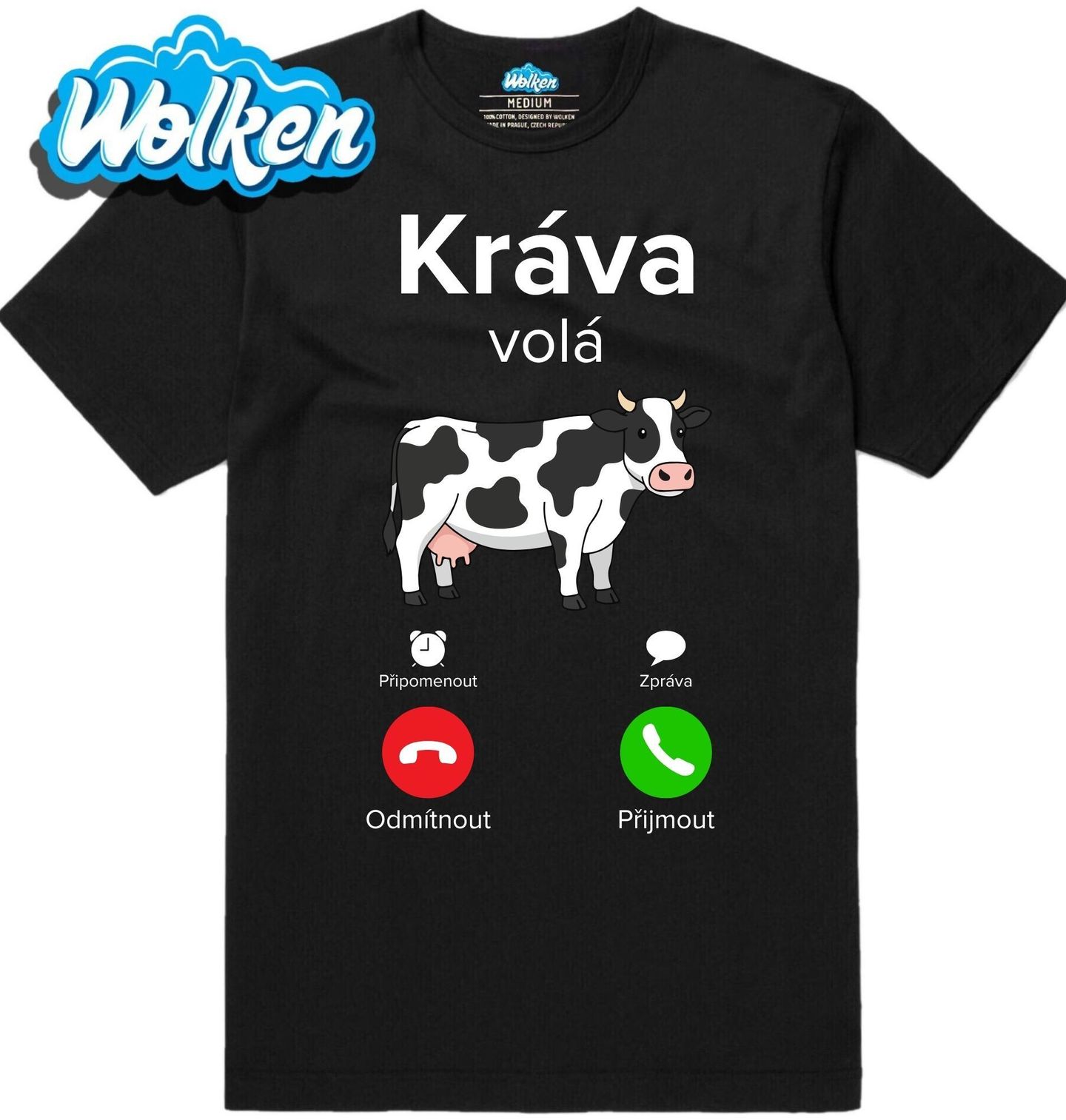 [cz] [produkt] [pánské tričko] [černá] [hlavní] Kráva volá Phone Call.jpg