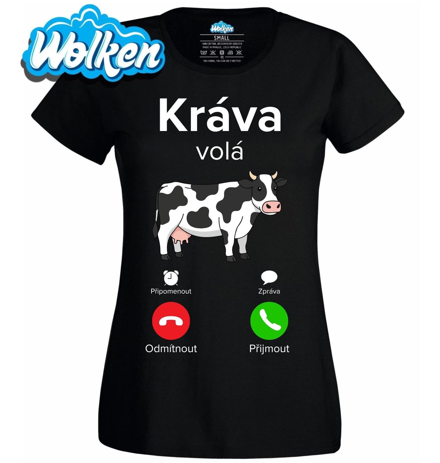 [cz] [produkt] [dámské tričko] [černá] [hlavní] Kráva volá Phone Call.jpg