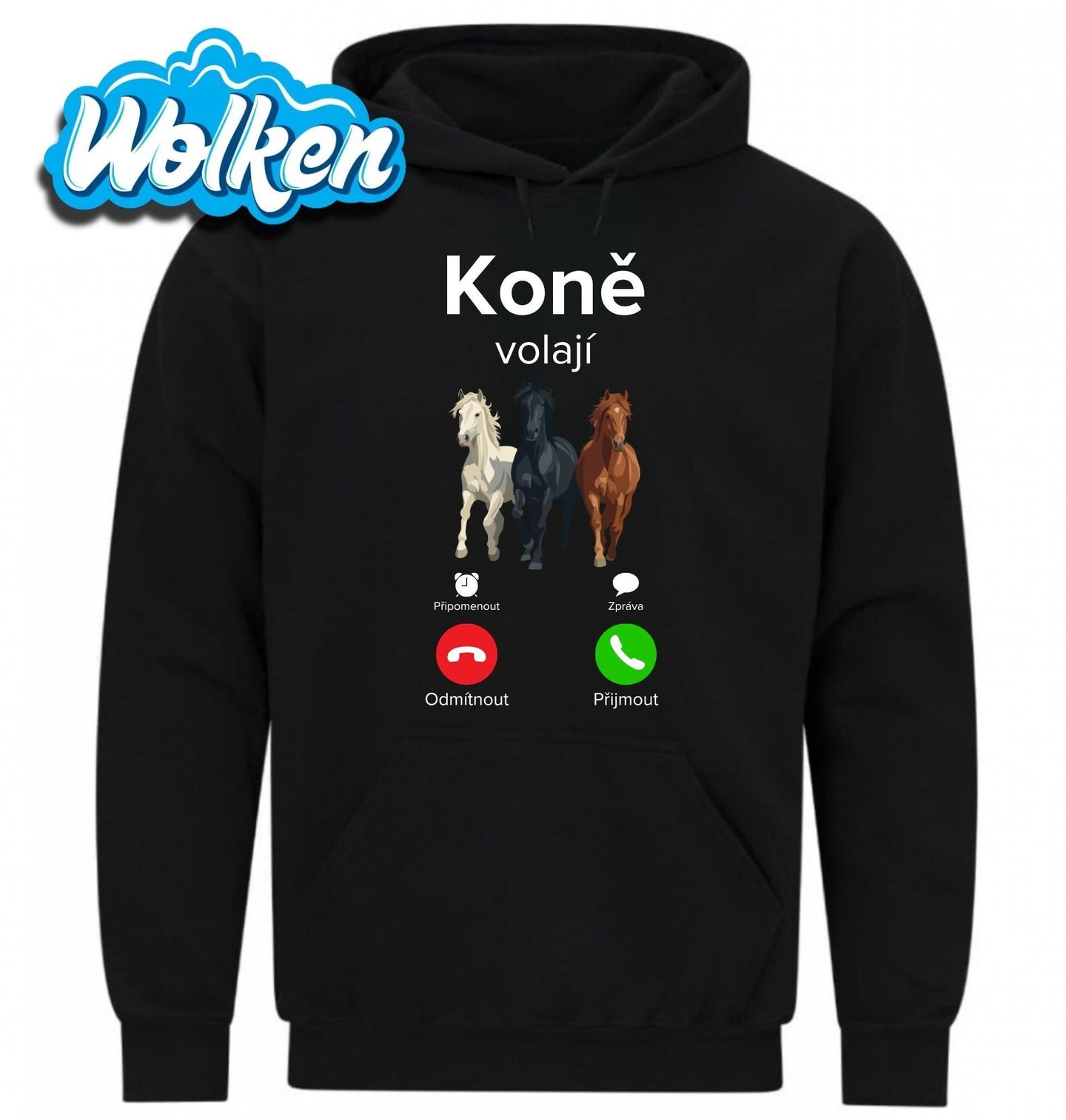 [cz] [produkt] [mikina] [černá] [hlavní] Koně volají Phone Call.jpg
