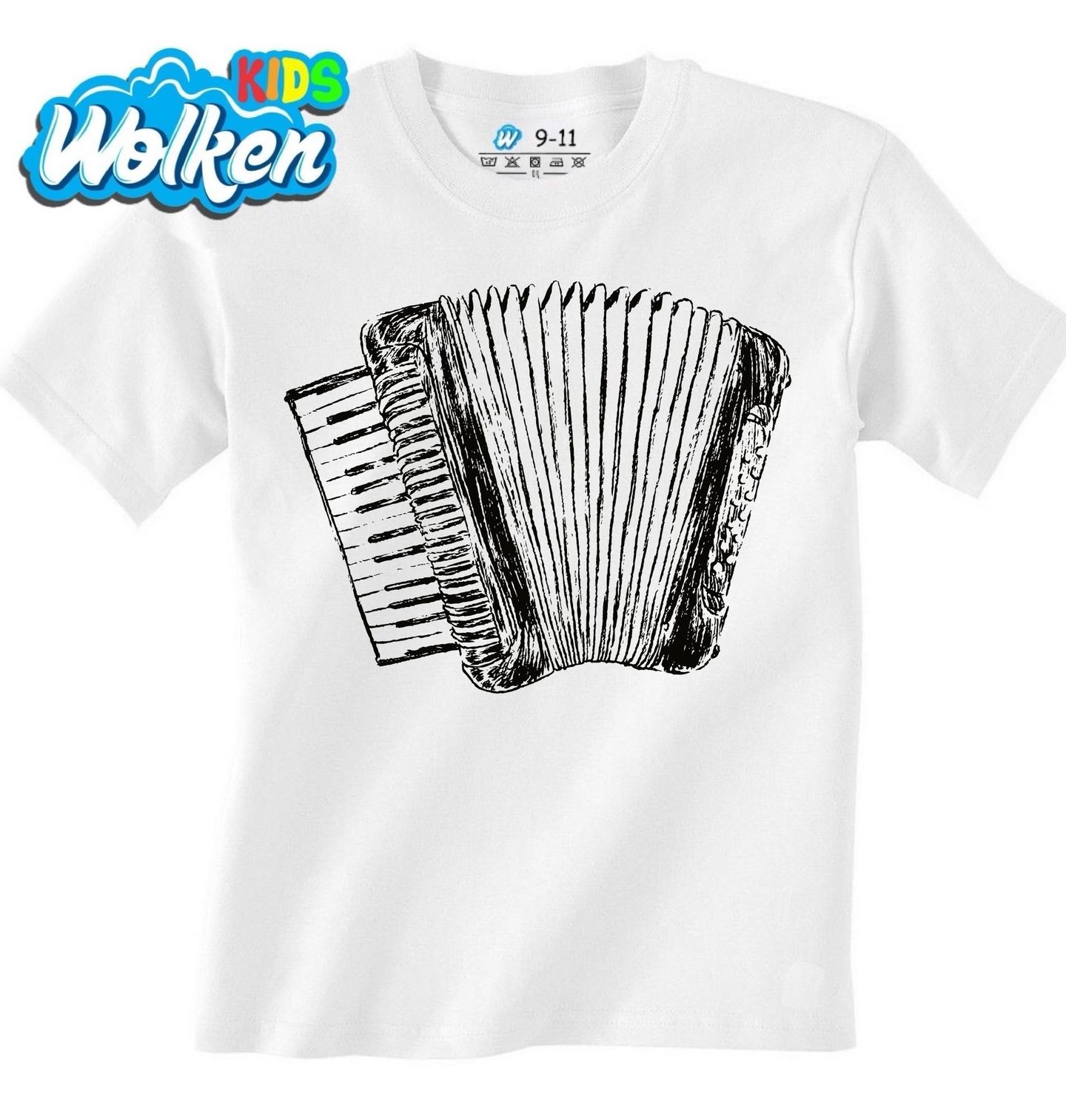 [cz] [produkt] [dětské tričko] [bílá] [hlavní] Retro Akordeon v Černobílém Stylu.jpg
