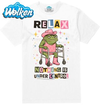 [cz] [produkt] [pánské tričko] [bílá] [hlavní] Žába Relax, Nic Není pod Kontrolou.jpg