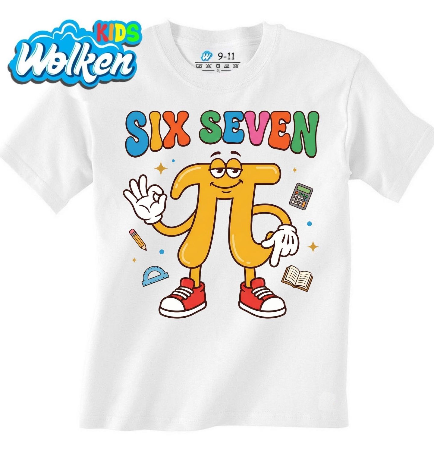 [cz] [produkt] [dětské tričko] [bílá] [hlavní] Žluté Číslo Pí π Six Seven 67.jpg
