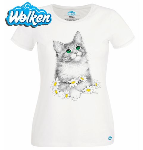 Obrázek produktu Dámské tričko Kočička na jarních rostlinách