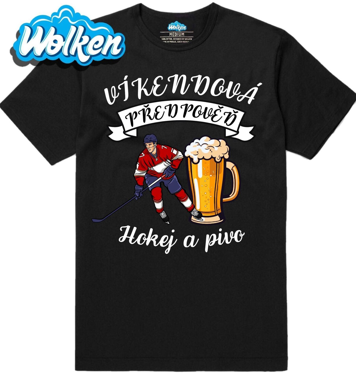 [cz] [produkt] [pánské tričko] [černá] [hlavní] Víkendová předpověď_ Hokej a Pivo.jpg