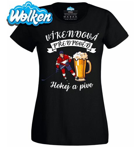 Obrázek produktu Dámské tričko Víkendová předpověď: Hokej a Pivo
