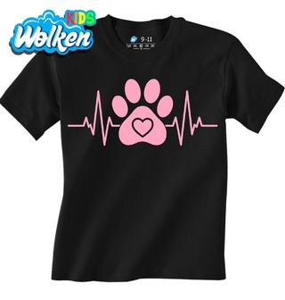 [cz] [produkt] [dětské tričko] [černá] [hlavní] Růžový Kardiogram Psí Lásky.jpg