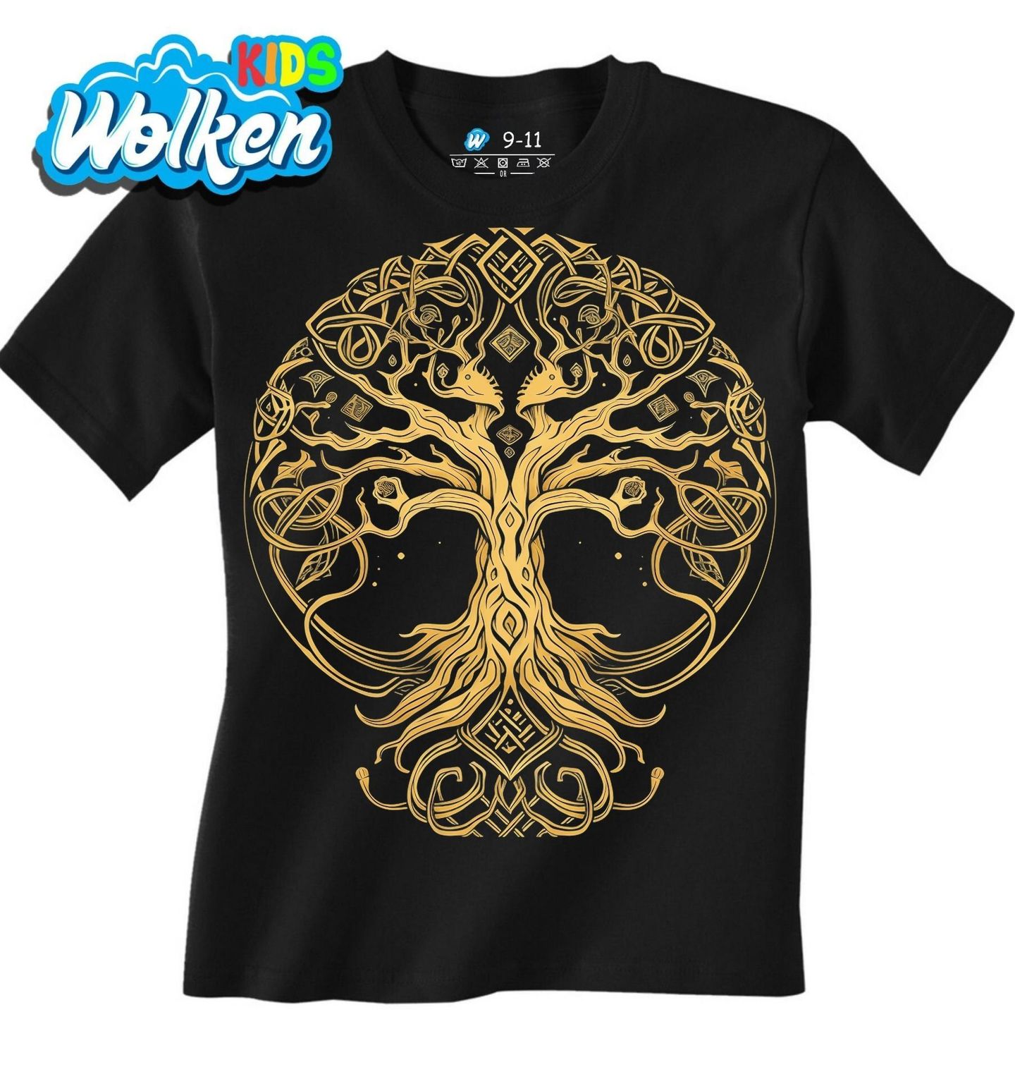 [cz] [produkt] [dětské tričko] [černá] [hlavní] Zlatý Strom Života Yggdrasil.jpg