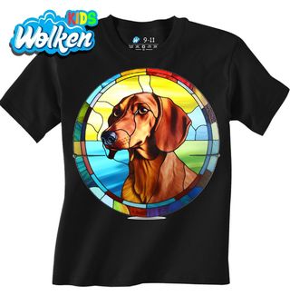 [cz] [produkt] [dětské tričko] [černá] [hlavní] Jezevčík ve Vitráži.jpg
