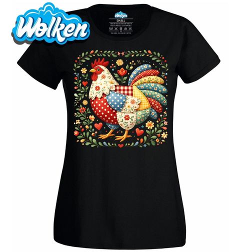 Obrázek produktu Dámské tričko Květinová Slepice Folk